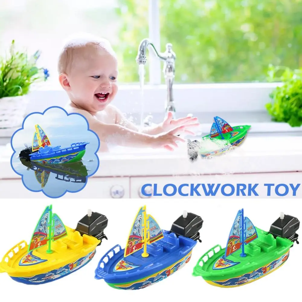 Mini Ship Shower Bath Toy Float in Water Clockwork Wind Up Toy Kid Toys Motorboat Speed Boat Ship Toys Boy
