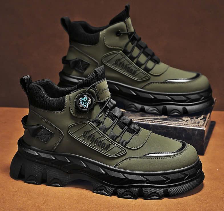 Giày nam cao cổ 1Z nút vặn đế cao su ZH631 chống thấm nước, chống trượt, tăng chiều cao