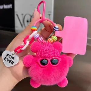 Gantungan Hp Boneka Dopamine Arang Lucu Gantungan Kunci Kelinci Laut Bulu Aksesoris Tas Sekolah Imut dengan Rambut Lembut dan Kacamata Keren