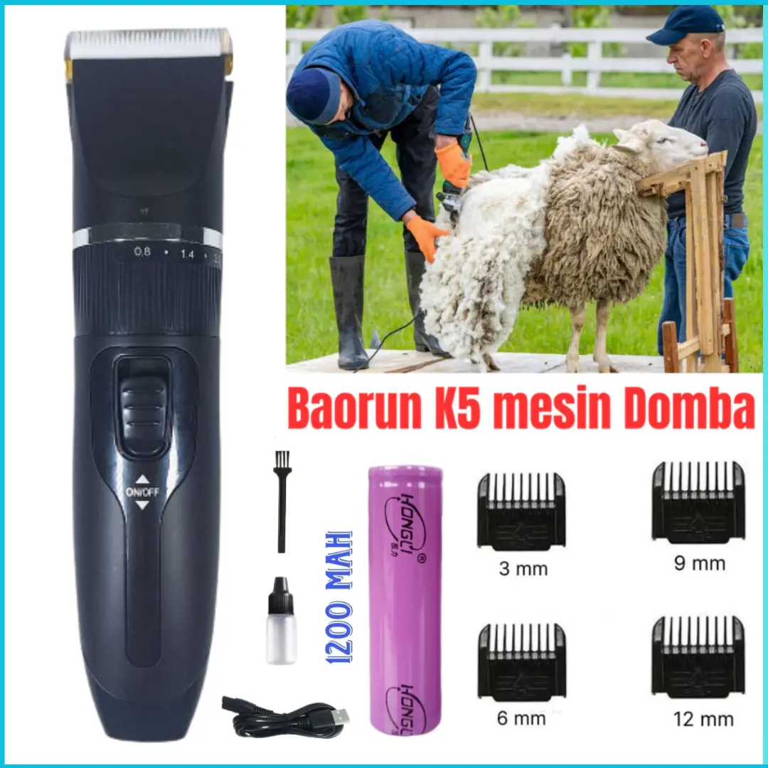 COD Cepat BaoRun Hitam K5 Alat Cukur Elektrik Bulu Hewan Pet Rechargeable  / Mesin Cukur Hewan Domba Kambing Kucing - Alat cukur bulu domba garut kambing kucing anjing DLL