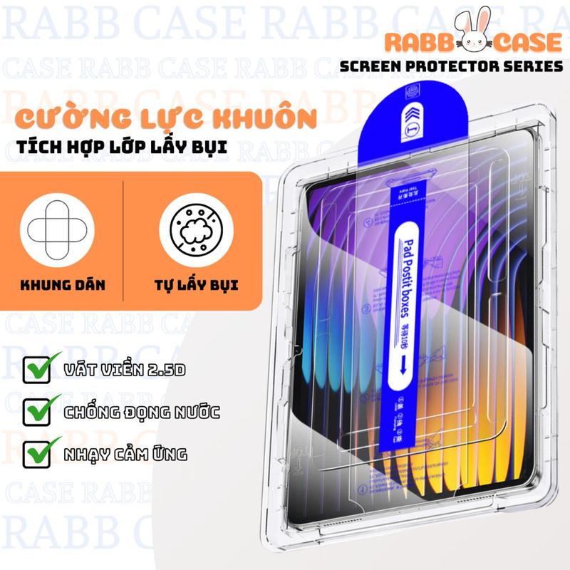 Kính cường lực iPad có khung tự dán kèm lớp lấy bụi tự động, độ cứng 9H dành cho Air, Pro 11, 13 inch