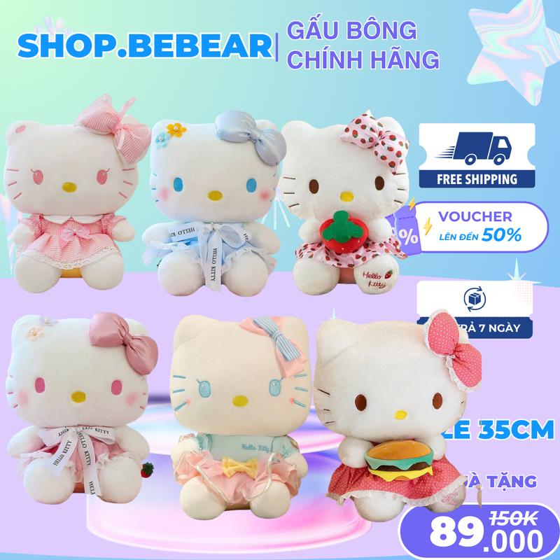 Đồ Chơi Gấu Bông Hello Kitty Mặc Váy Ôm Quả Dâu Tây Size 45 Siêu Đáng Yêu - Toy gấu hello Voi