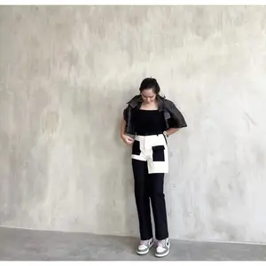 CELANA KULOT HIGHWAIST BESS PLAZO HITAM PUTIH