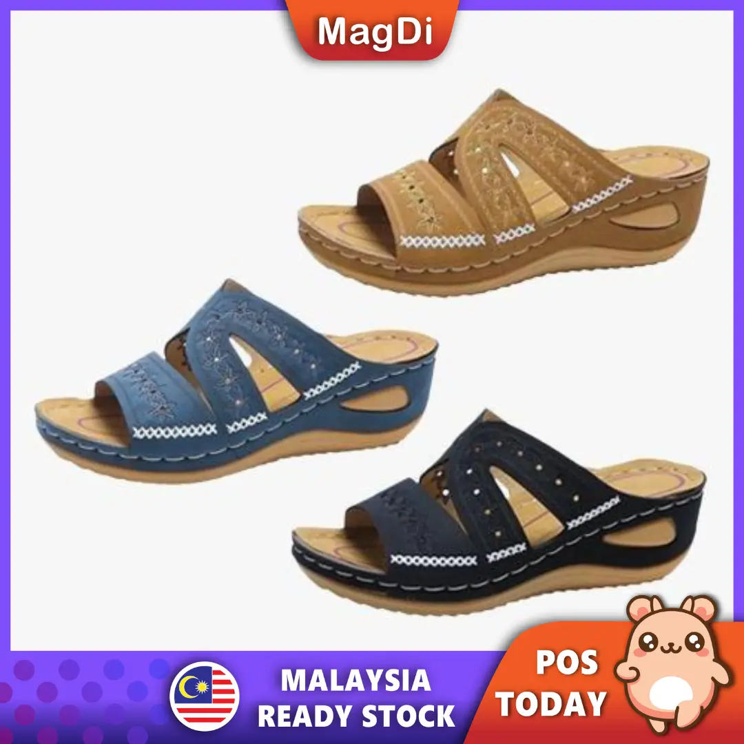 Magdi Ladies Retro Sandals Women's Wedge Heel Peep Toes