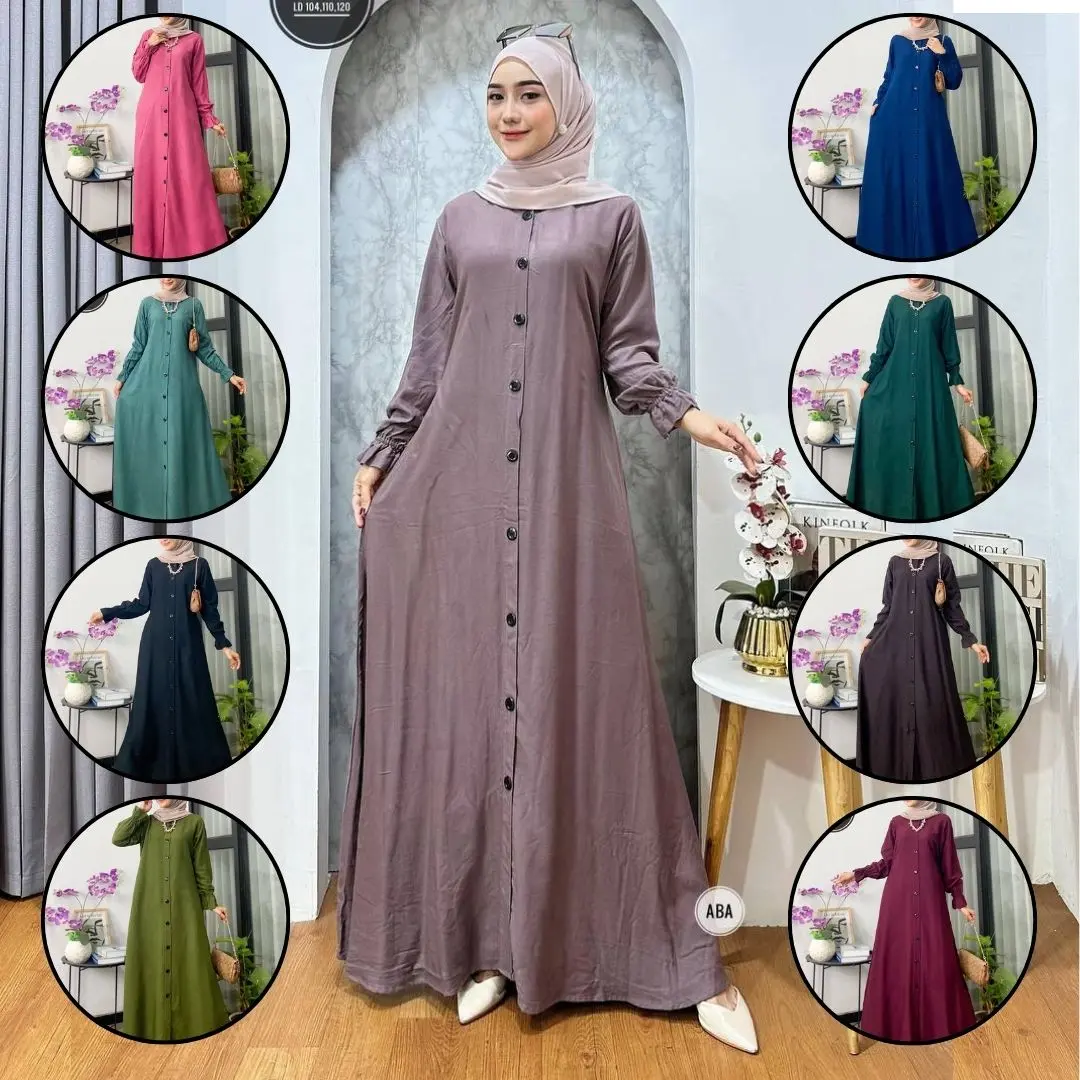 Nikmatbatikfish gamis polos bahan twill ori gamis klok kancing fashion muslimah Baju Panjang Motif Cantik Wanita Tebal Dress Rayon Tangan