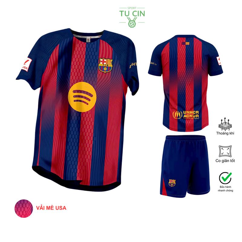 TOP QUẦN ÁO BÓNG ĐÁ ÁO ĐÁ BANH BARCE CHẤT VẢI MÈ USA CAO CẤP KHÔNG XÙ KHÔNG PHAI CO GIẢN CAO THOÁNG KHÍ THẤM HÚT MỒ HÔI TỐT. TUCIN SPORT