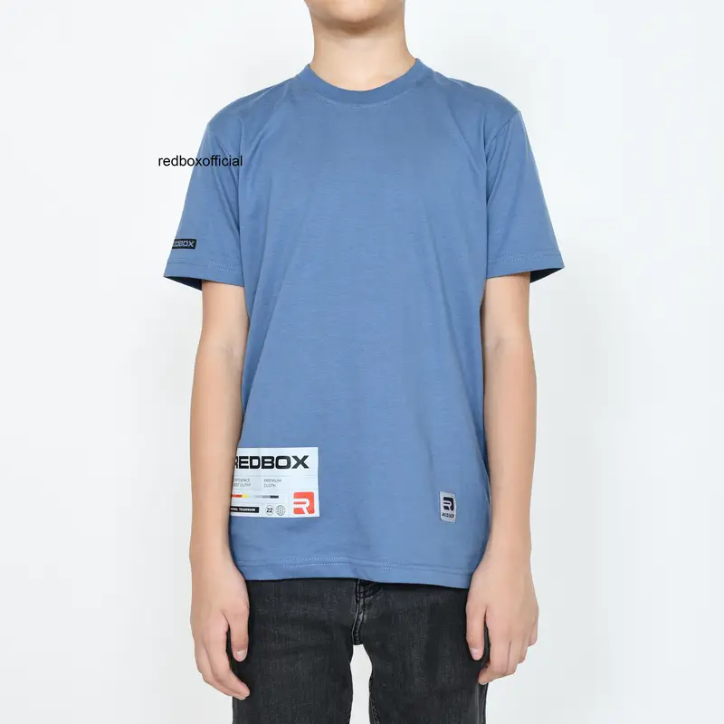 Baju Kaos Anak Tanggung Laki Laki Premium Distro Kekinian Clothing Karakter Katun Combed Biru Denim REDBOX Original Fashion 1