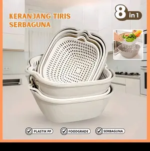 Keranjang Tiris Serbaguna 8 in 1 Plastik PP Foodgrade untuk Dapur dan Kitchens