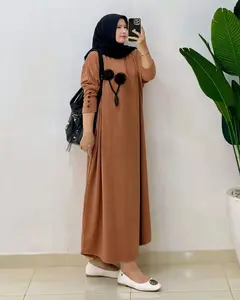 Dress Wanita Dewasa Simple Elegant 2024 Aluna Dress Matt Knit Caramel Pakaian Wanita Dewasa Polos Kekinian Dress Knit Model Batwing Wanita Jumbo Gamis Wanita Casual Dailywear