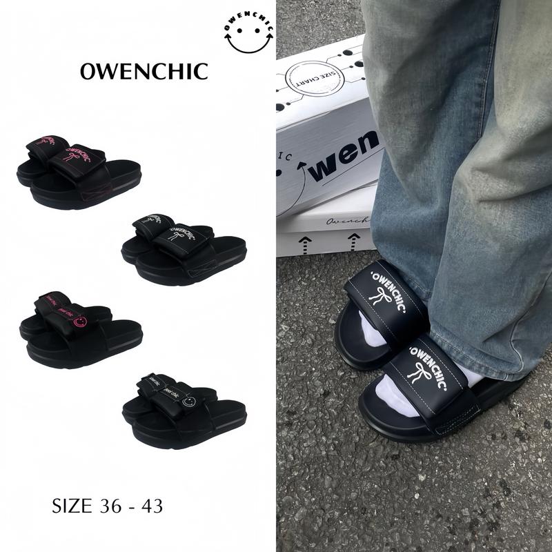   OWC4  Dép Owenchic Bow Quai Dán Lót Bông Đế Bằng Dễ Thương Kèm Hộp - Hỗ Trợ Đổi Size - Bảo Hành 