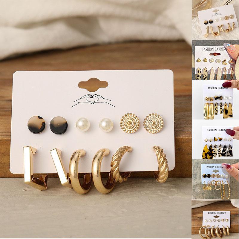  Bông Tai Hợp Kim Zircon Bộ Cổ Điển Acrylic Phong Cách Cổ Điển Với Hạt Tròn Lớn Và Mặt Dây Chuyền Da Báo Dành Cho Phụ Nữ Không Gây Dị Ứng Phụ Kiện Trang Sức Thời Trang 6 Cặp   Bộ  Thanh Toán Khi Nhận Hàng  