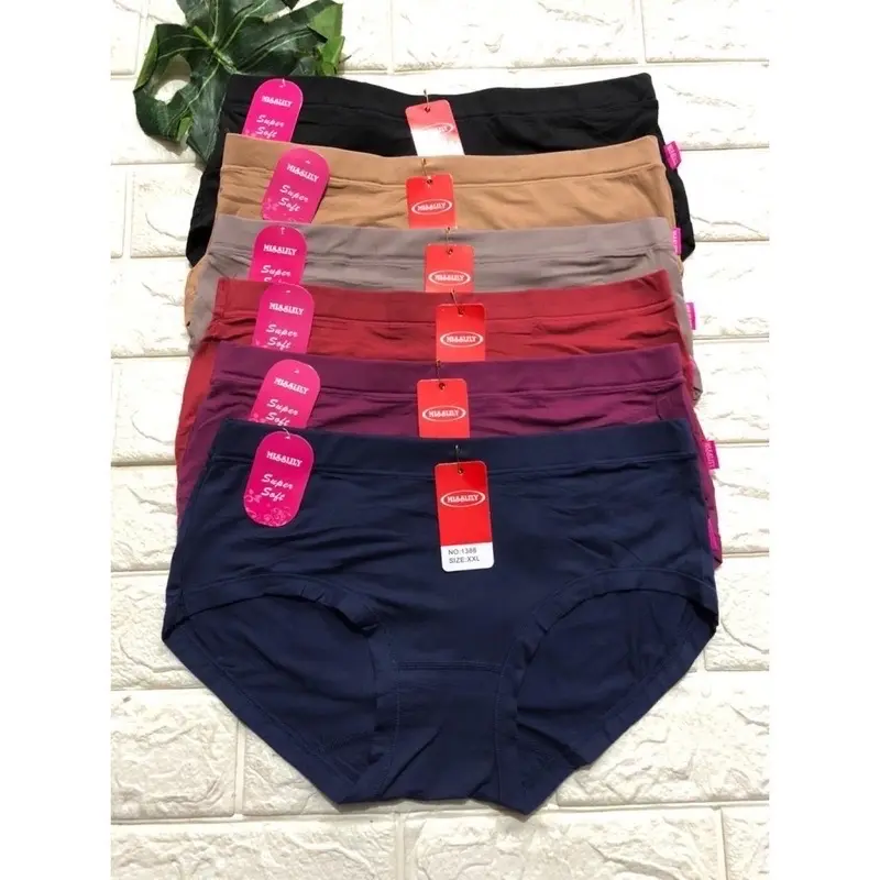 Celana Dalam Bikini MISSLILY Elastis Polos - 3pcs - XL/XXL - Wanita - Pita, Katun, Korset, Stretch, Lembut, Nyaman 2