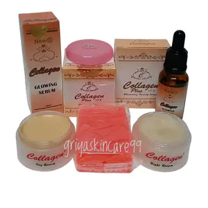 PAKET CREAM COLLAGEN GLOWING SIANG & MALAM Bervarian - untuk Wajah Cerah