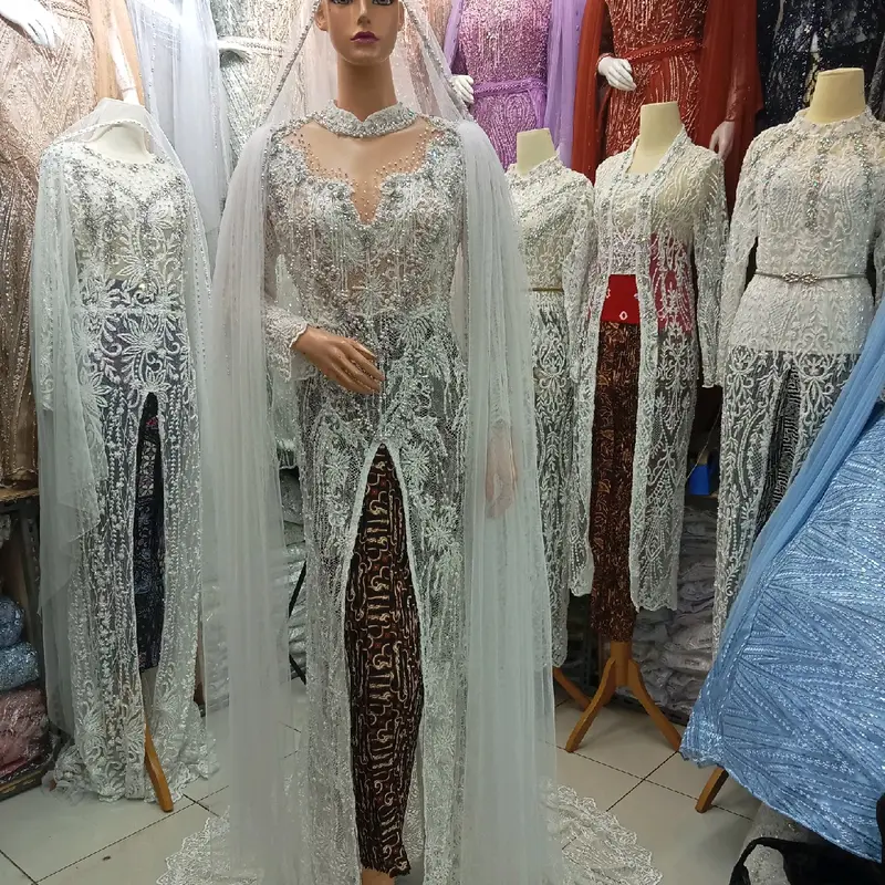 kebaya ekor putih pengantin fullpayet 0
