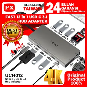 USB Hub Converter Type C Hub Adapter Laptop Macbook Ipad Tablet Type C 3.1 to HDMI 4K USB 3.0 VGA LAN RJ45 1000Mbps Type C Power Delivery 100W Aux 3.5mm Memory Card SD Card Micro SD up to 1TB 12 Port 12 in 1 PX UCH012