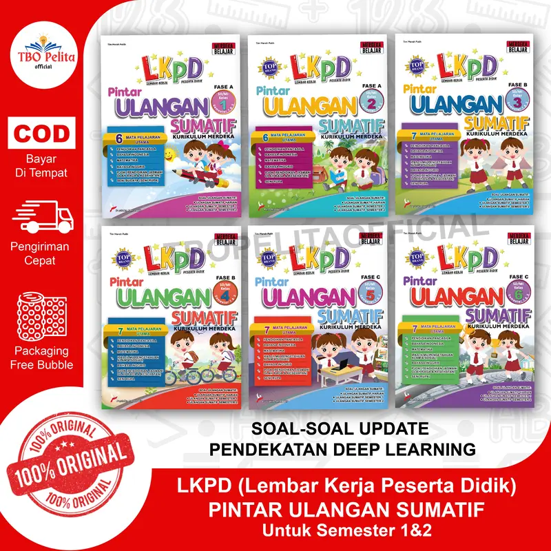 LKPD Buku Pintar Ulangan Sumatif SD/MI Kelas 1 - 6 KuMer CP Terbaru semester 1 & 2. Plus Kunci Jawaban