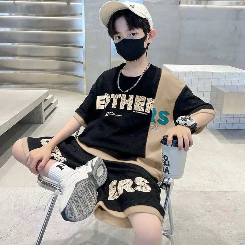 Amspro-Setelan Anak Laki-Laki Fashion Kids Set Brother Baju Celana Lengan Pendek Usia 10 Tahun 8