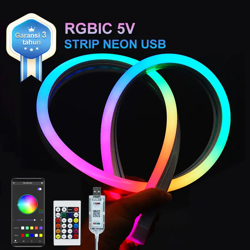 Lampu LED RGB 5 Volt Remote Control dan Antarmuka USB Bluetooth Ambient Light Strip 2-5 meter Neon