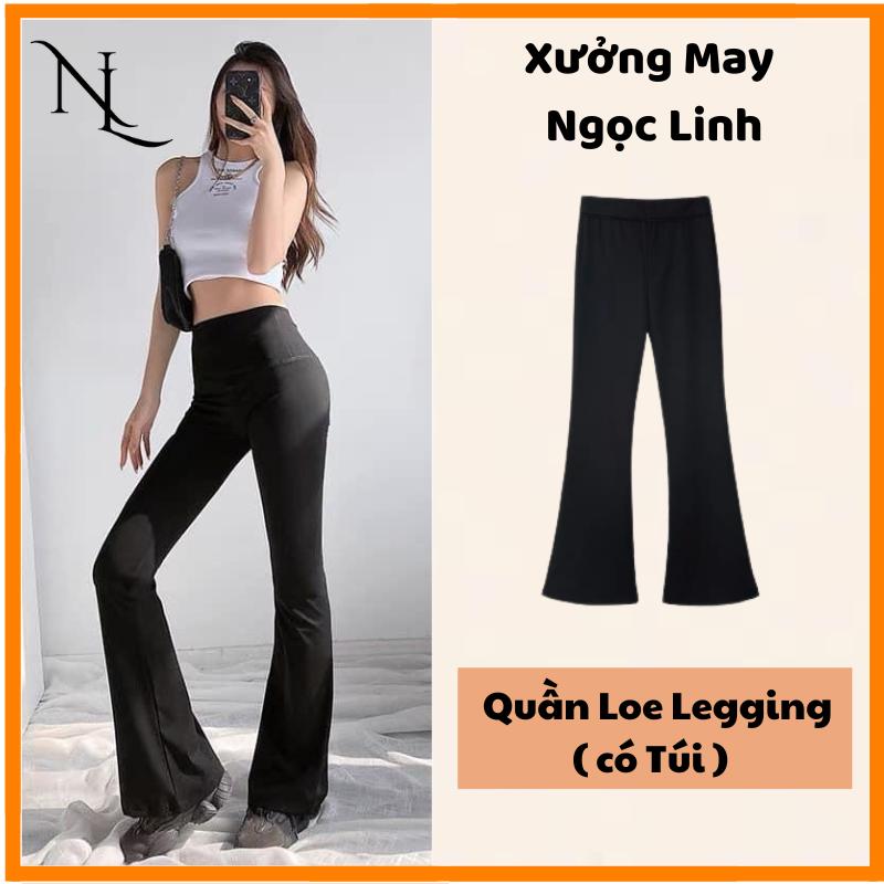  Quần Ống Loe Legging Hack Dáng Đi Chơi Đi Làm Có Túi Tiện Lợi Vải Thun Co giãn rất thoải mái 
