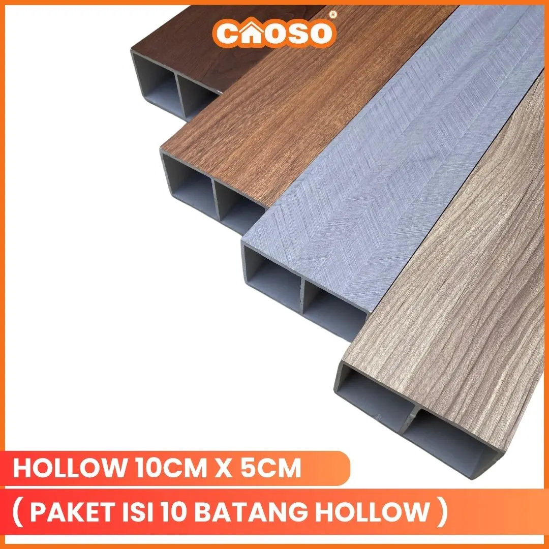 (Paket 10 Batang) Hollow kisi kisi wpc kotak pembatasan dinding 50x100