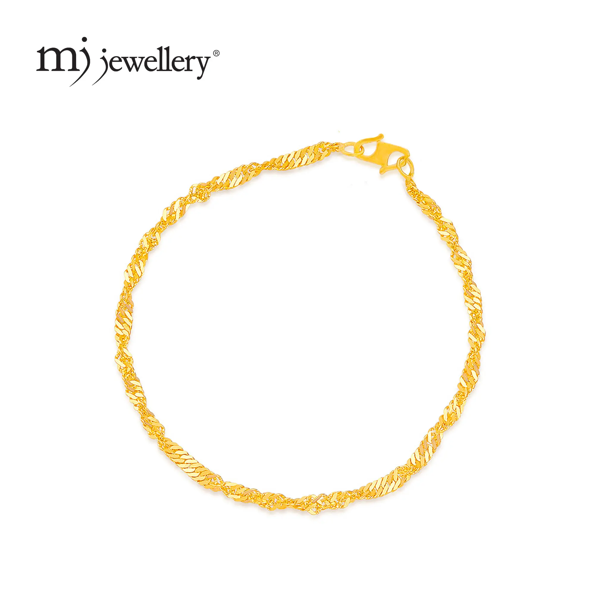 MJ Jewellery 375/9K Gold Wave Chain Bracelet TK001