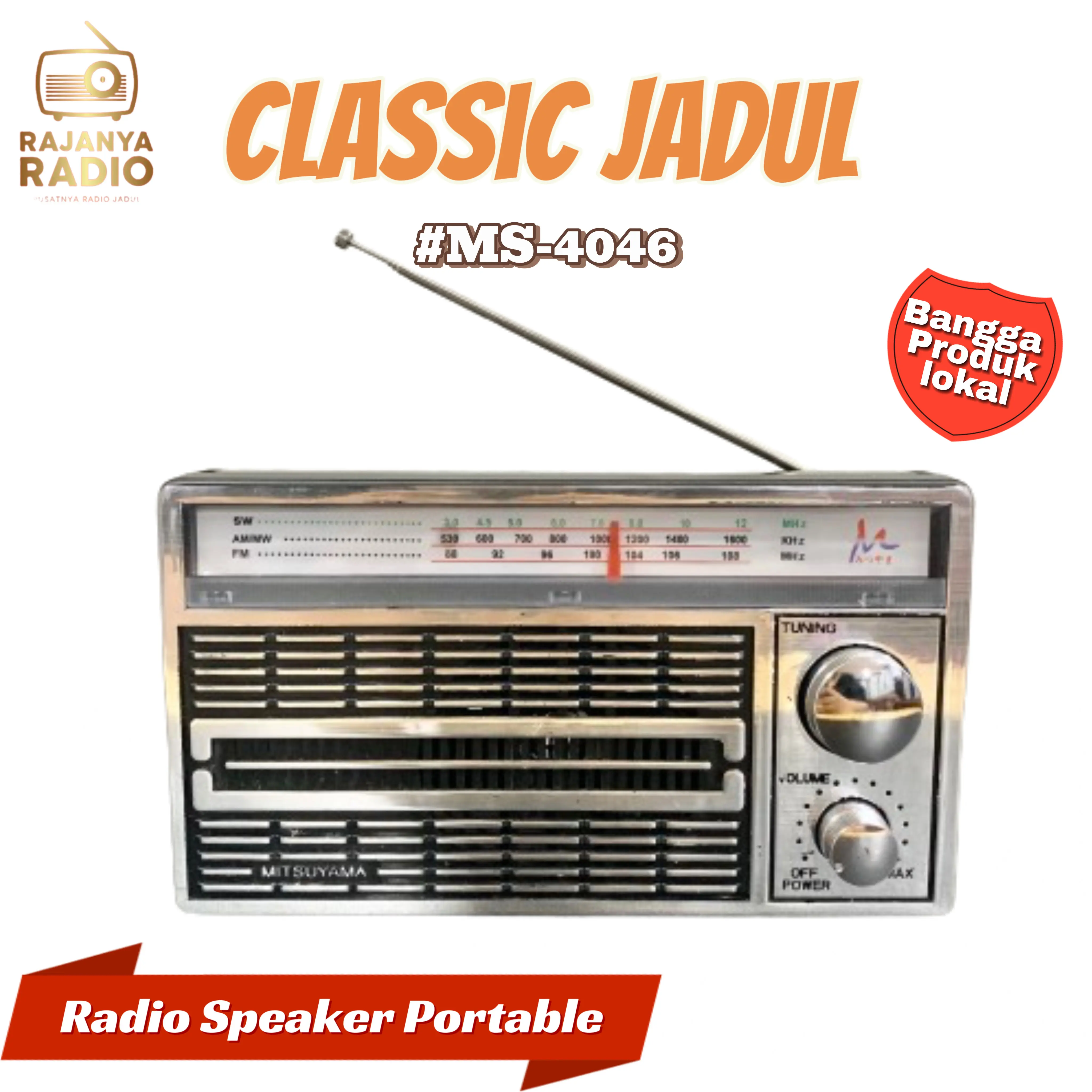 RADIO FM Classic Jadul AM SW Speaker Jernih MITSUYAMA MS-4046