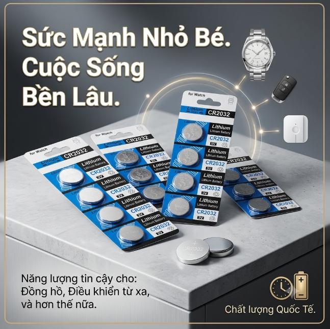 Pin CR2032 3V Chất Lượng Cao Dùng Cho Main Máy Tính Laptop Chìa Khóa Xe Đồng Hồ Hiệu Suất Cao An Toàn Môi Trường