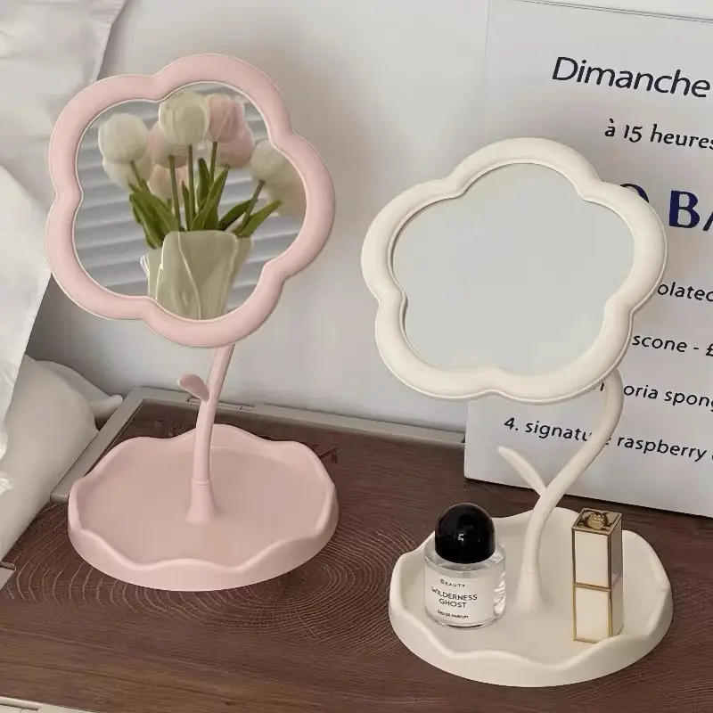 (SP) CERMIN BUNGA STAND MAKE UP ROTATING / MIRROR AESTHETIC STANDING FLOWER KACA MEJA RIAS SERBAGUNA