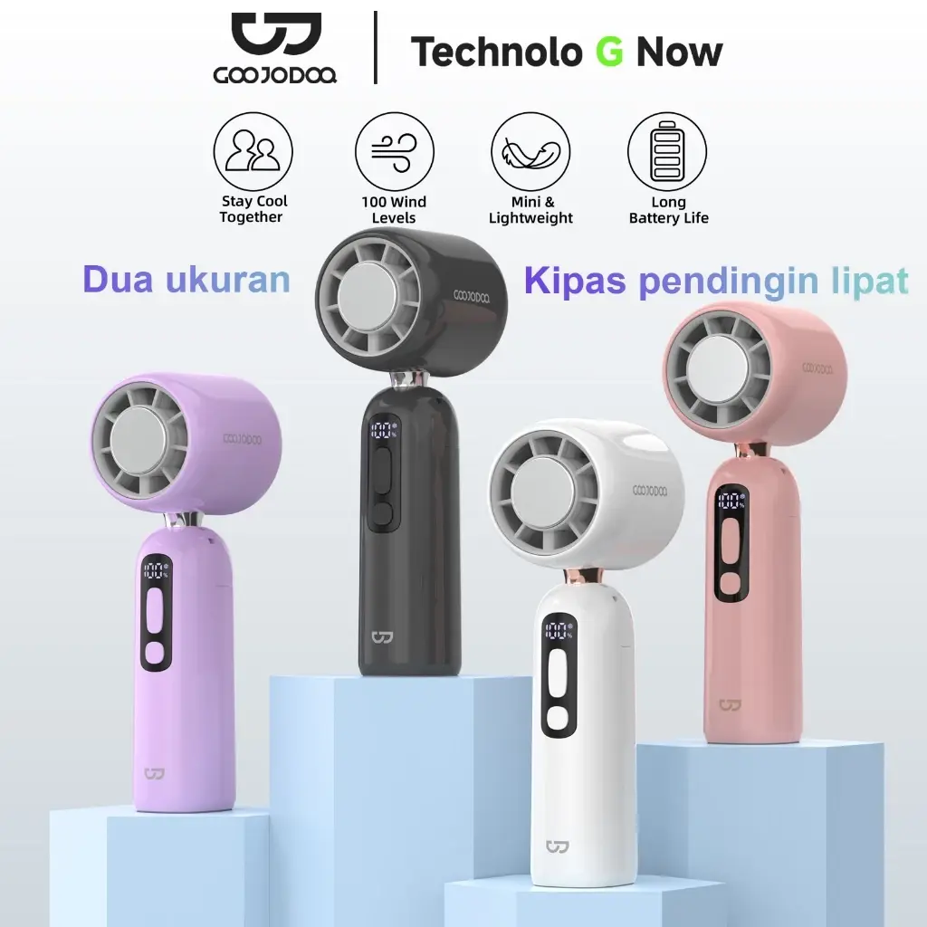 Goojodoq 4000mAh High-speed kipas GFS018 & GFS019 Portable kipas angin 100 Gear Wind dapat dilipat Digital Display Built-in Aromatherapy Cotton