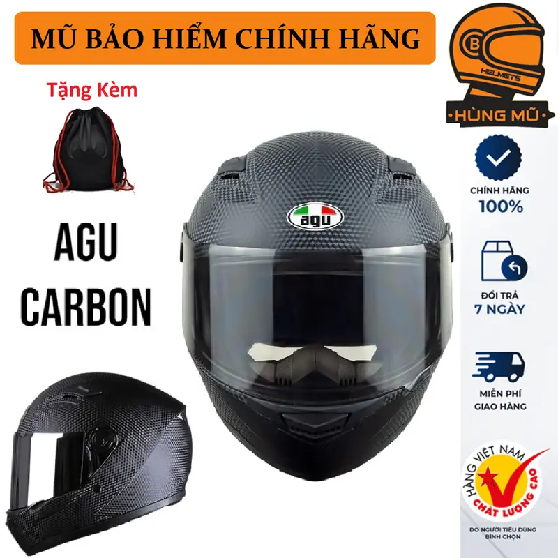 Mũ Nón Fullface AGU  - Tặng túi đựng nón Kính Chống Tia UV Tốt Helmet Nón Bảo Hiểm 0