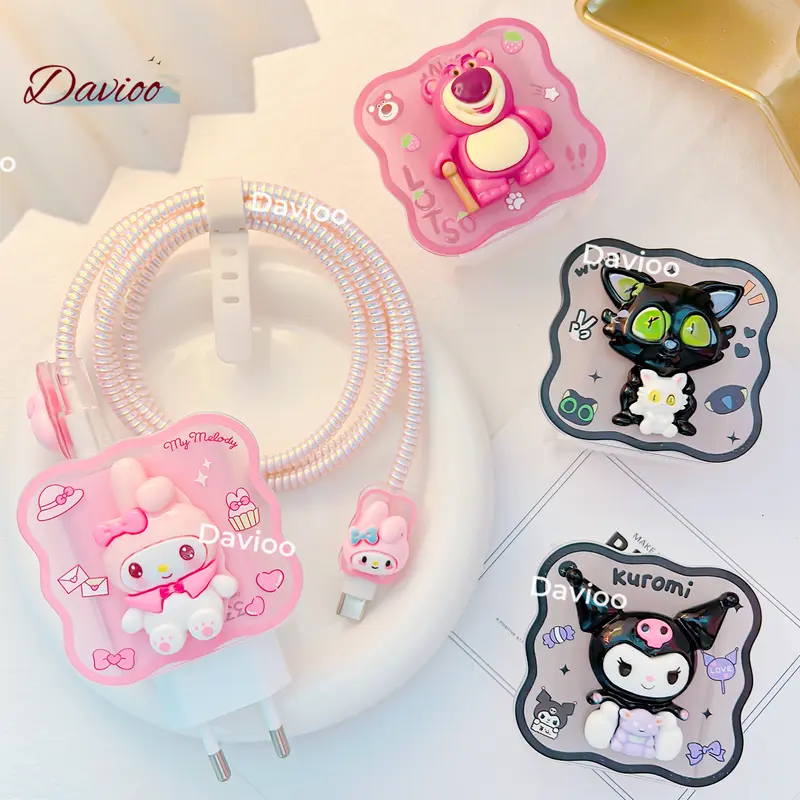 Pelindung Charger FOR REDMI/XIAOMI/POCO 33W&45W | Set 5 Item Motif Kartun Bahan TPU Pelindung Kabel Charger Untuk Charger FOR REDMI/XIAOMI/POCO 33W&45W 5