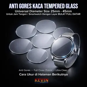 Kaca Tempered Bulat Datar Diameter 25mm-45mm Anti Gores Pelindung Layar Smartwatch Universal - Accessories