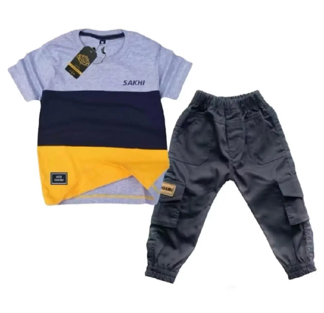 Setelan Baju Kaos dan Celana Cargo Anak Laki-Laki - Trendy dan Stylish - Fashion, Pakaian