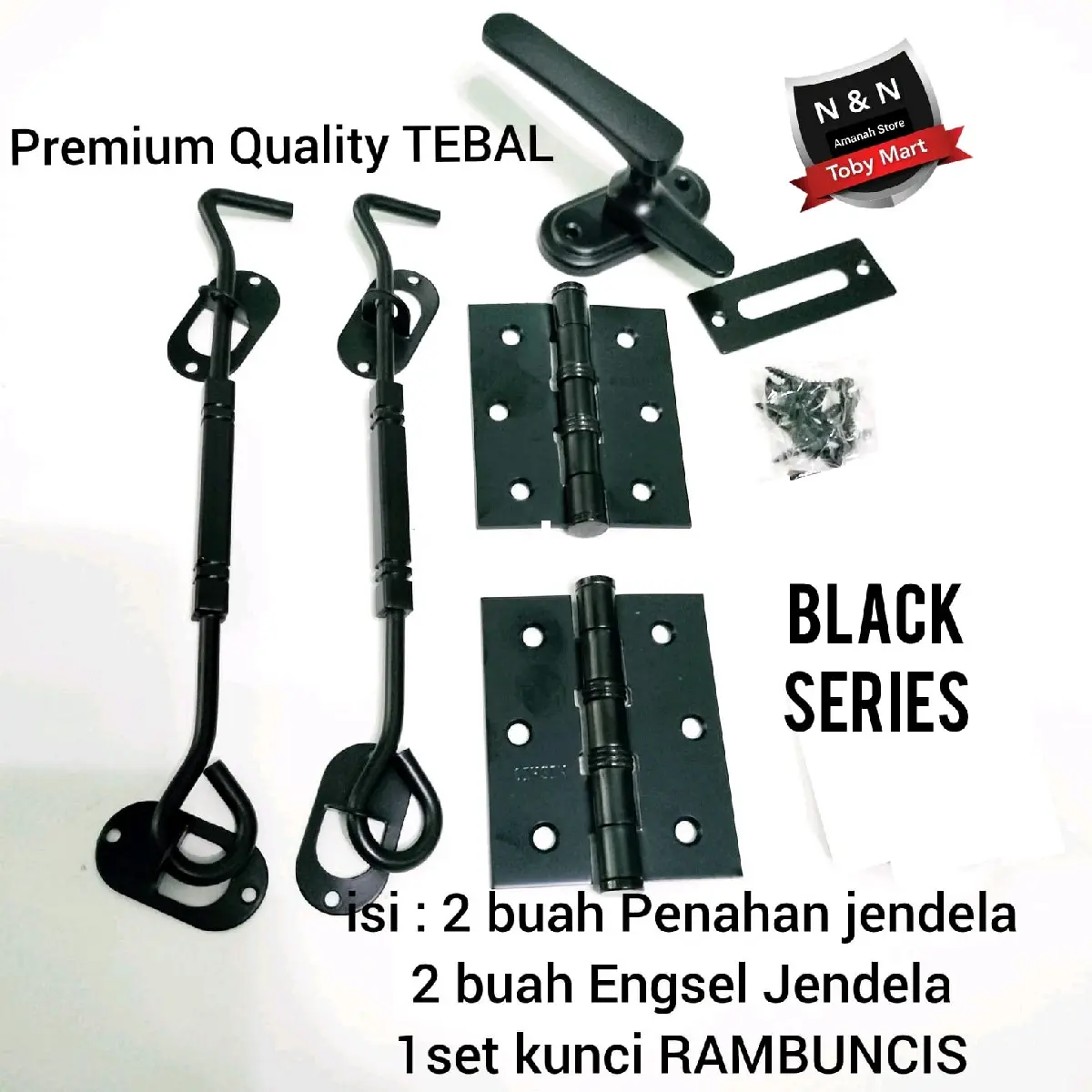 Kelengkapan Jendela 1set - engsel jendela- penahan jendela- grendel jendela Black series