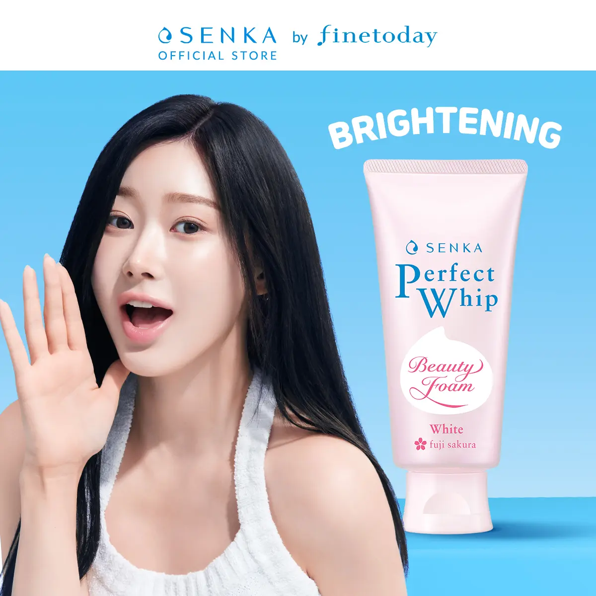 SENKA - Perfect Whip Vibrant White Facial Foam 100g- Dengan Double Hyaluronic Acid Untuk Membersihkan Kotoran di Wajah Dan Memudarkan Bintik Hitam