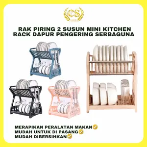 ACS Rak Piring Plastik 2 Susun Mini Kitchen Rack Dapur Pengering Serbaguna