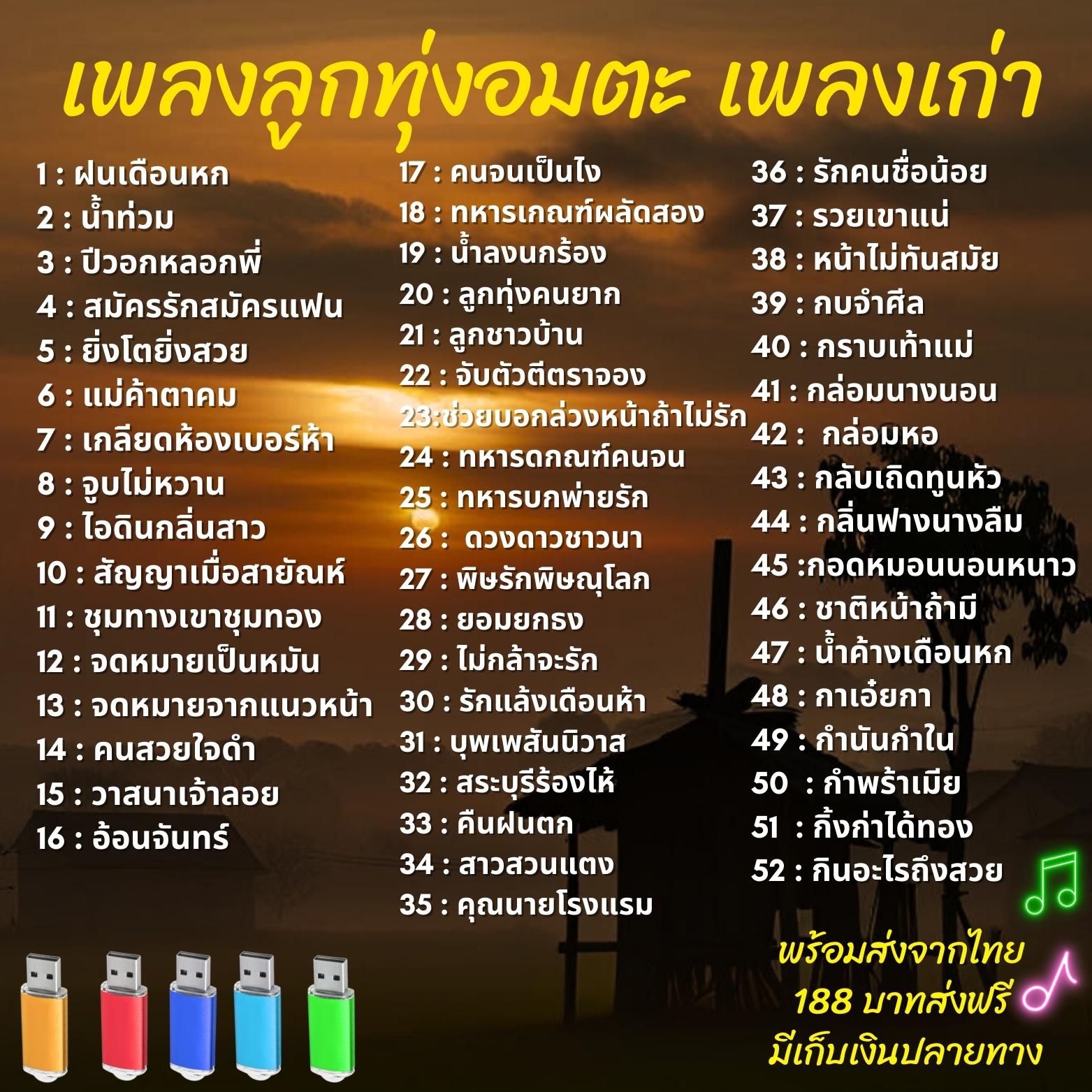 USB แฟลชไดร์ฟ MP3 รวมเพลงลูกทุ่งอมตะ กว่า 500 บทเพลง