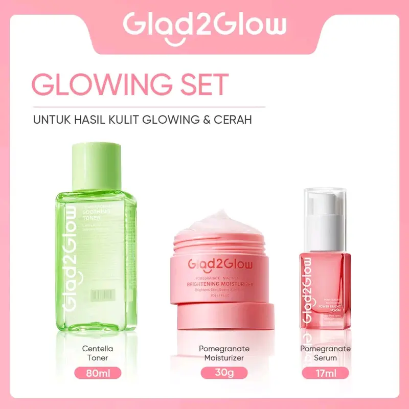 GLAD2GLOW SPESIAL BUNDLING 3IN1 PAKET SKINCARE 3 PCS MOISTURIZER SERUM TONER - ACNE KIT GLOWING KIT Acne Prone Pembersih Skin Care Kits Semua Tipe Kulit BHA wajah berjerawat tea tree oil kit perawatan kulit 1