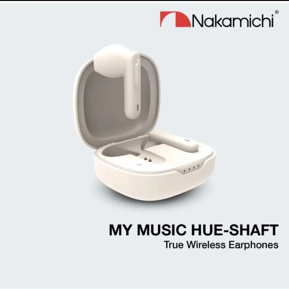 ￼Nakamichi My Music Hue Shaft True Wireless Bluetooth Earphones Beige Headset