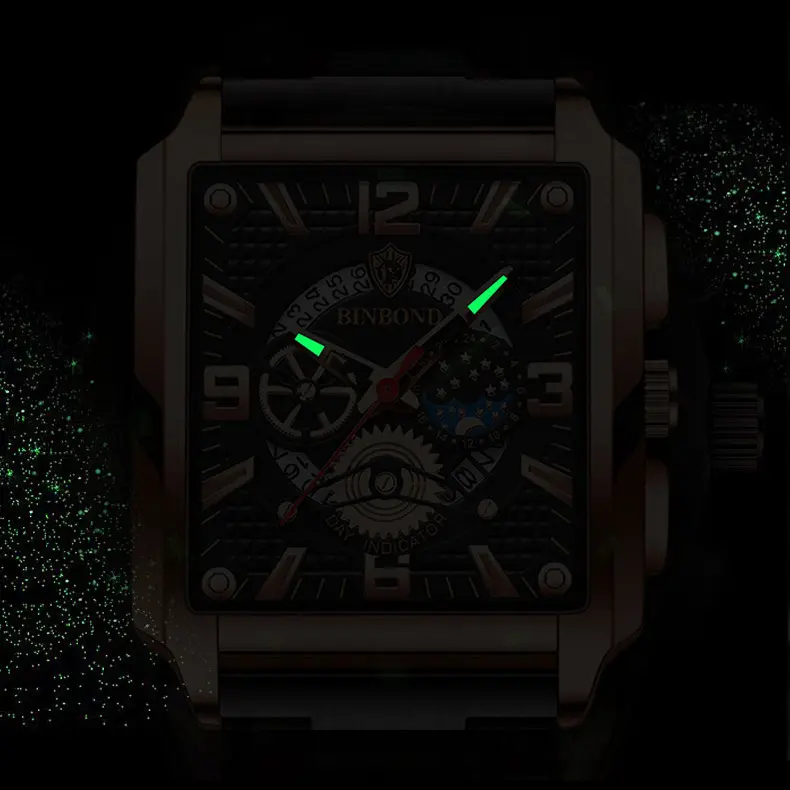 BINBOND 6575 Jam Tangan Pria Anti Air Original 100% Sport Fashion Stainless Steel Quartz Cowok Waterproof Watch Hadiah 3