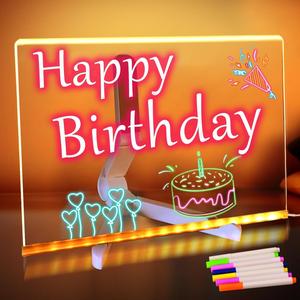 LED消せるDIYアクリル透明メッセージボード、蛍光ペン書き込みボード、クリスマスギフト、卓上設置、低電圧