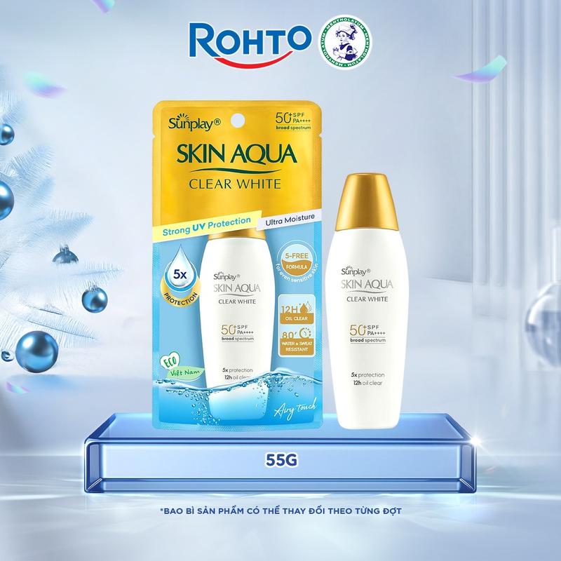 Sữa chống nắng hằng ngày dưỡng trắng Sunplay Skin Aqua Clear White SPF 50+ PA++++ 55g - Eco Vietnam