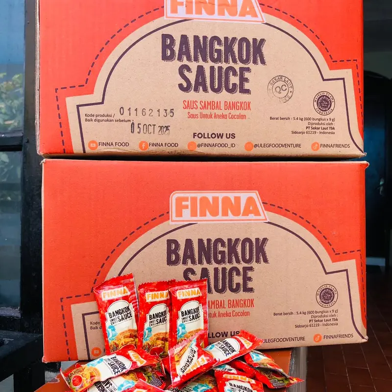 (50pcs) Finna Saos Bangkok 9gr - Kemasan Pouch Ayam Jagung Manis, Pedas, Sweet, Bahan Garlic - Brown Lada - Msg sao s sambal 3