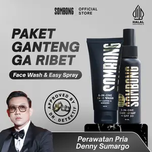 [MALL]  SOMBONG Ganteng Ga Ribet 5-in-1 Face Wash Pria + Sunscreen Spray with SPF 30 Sunscreen Skincare