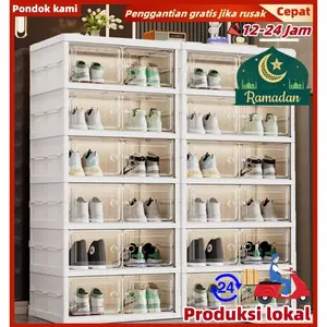 Tidak instalasi Rak Sepatu lipat 3-6-9susun Shoe Storage Box Lemari  Sepatu Multifungsi yang Menebal Rak sepatu plastik untuk kos Kotak Penyimpanan Sepatu untuk keluarga