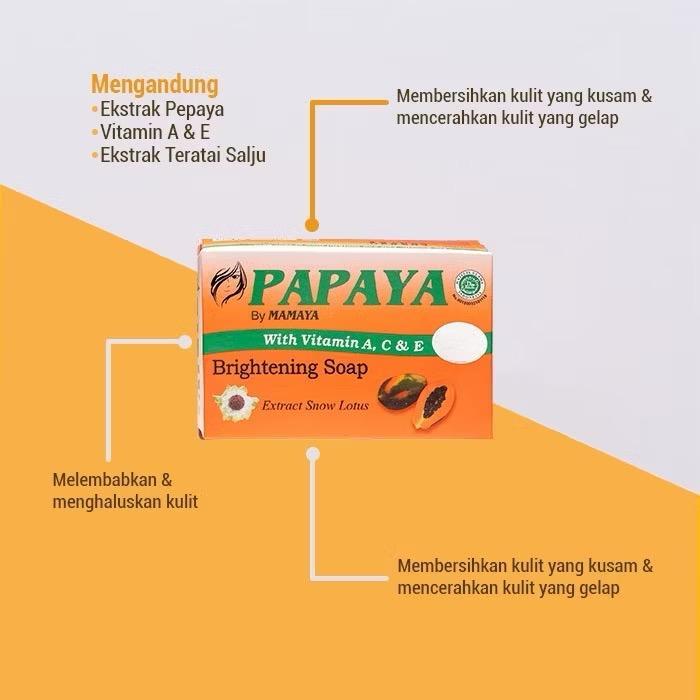 Sabun Batang Kulit Kusam Terlaris - Sabun Papaya Brightening Soap - Mandi, Mencerahkan 4