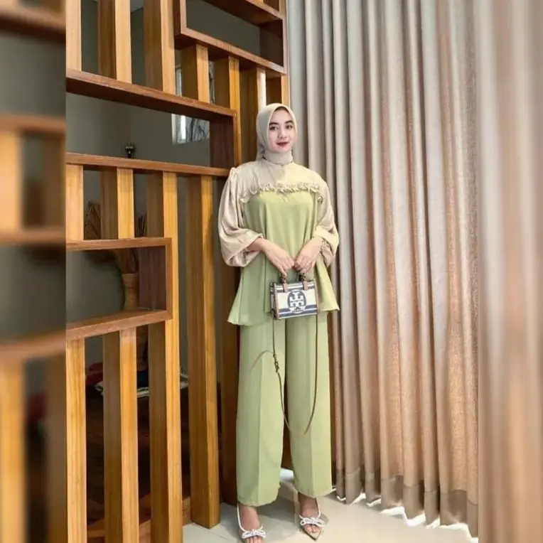 SETELAN wanita  dewasa//one set shania ibu  muda bahan crinkle airflow premium Nyaman Muslim Baju Panjang Remaja