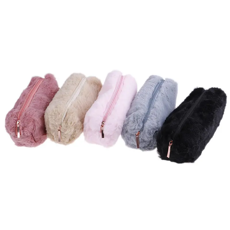 1X Hộp Bút Chì Sang Trọng Cho Bé Gái, Dễ Thương, Mờ, Lông Mịn, Túi Đựng Đồ Trang Điểm, Ví Đựng Tiền Xu 1
