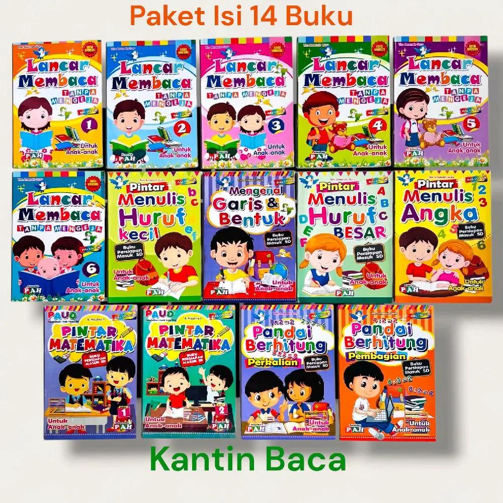 Paket Calistung Isi 14 Buku Full Collor Untuk TK Paud SD Seri 2 Pah