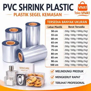 Plastik Segel PVC Shrink Roll Transparan | Plastik Shrink Kemasan Botol Box Skincare Makanan Ketebalan 30 Mikron